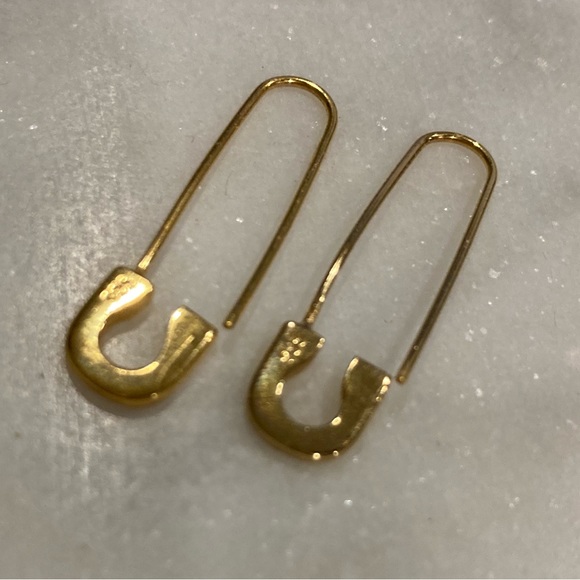Gold plated paper clip earrings, 925 - Picture 2 of 5